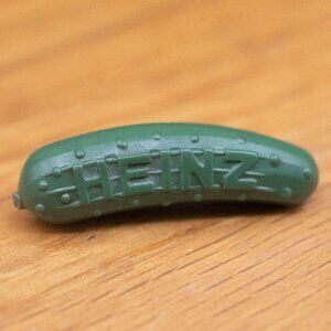 Vintage Plastic Mini Heinz Pickle Promotional Advertising Brooch Pin 1.25" Long